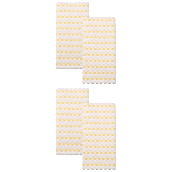 Unique Bargains Checkered Plaid Cotton Soft Absorbent Hand Towel Yellow 29" x 13"
