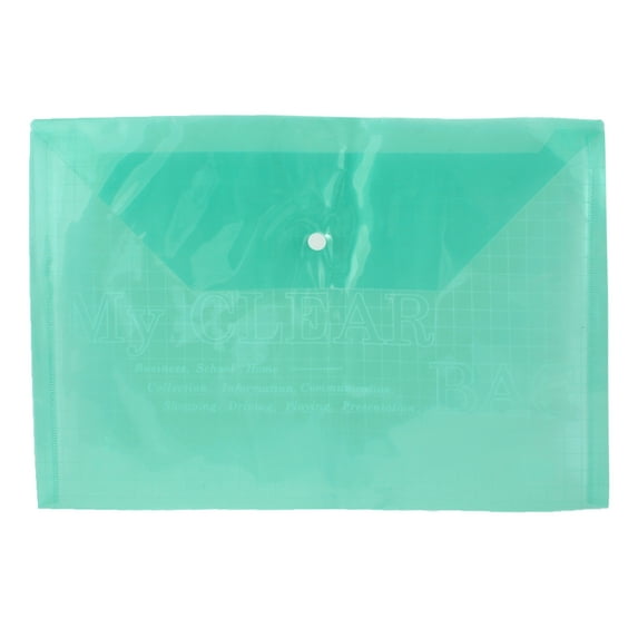 Unique Bargains Checkered Print Green Clear A4 Paper File Case Bag Folder Holder