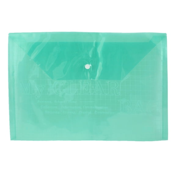 Unique Bargains Checkered Print Green Clear A4 Paper File Case Bag Folder Holder