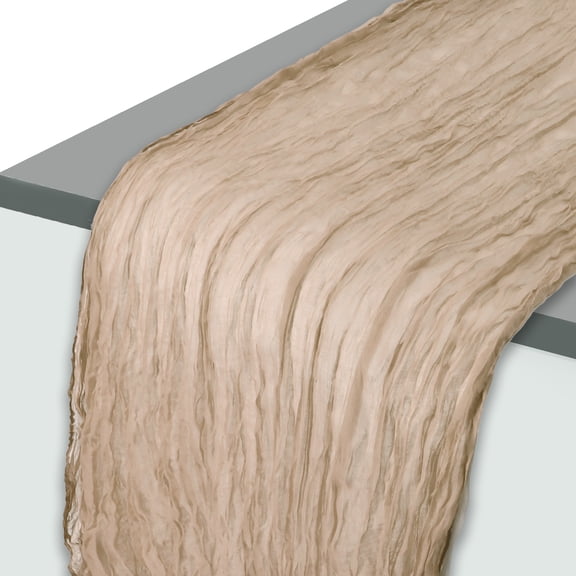 Unique Bargains Cheesecloth Table Runner Rustic Table Runner for Party Table Decoration 157.48"L x 35.43"W Khaki