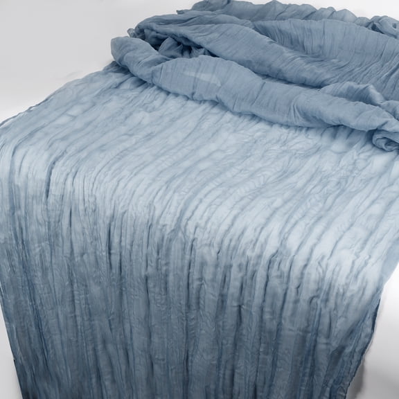 Unique Bargains Cheesecloth Table Runner for Wedding Easter Decoration Blue