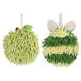 thumbnail image 1 of Unique Bargains Chenille Ball Fuzzy Hand Towel 2 Pcs Green 6" x 6"/7" x 7", 1 of 5