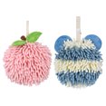 thumbnail image 1 of Unique Bargains Chenille Ball Hand Towel 2 Pcs Pink/Blue 6" x 6"/7" x 7", 1 of 5