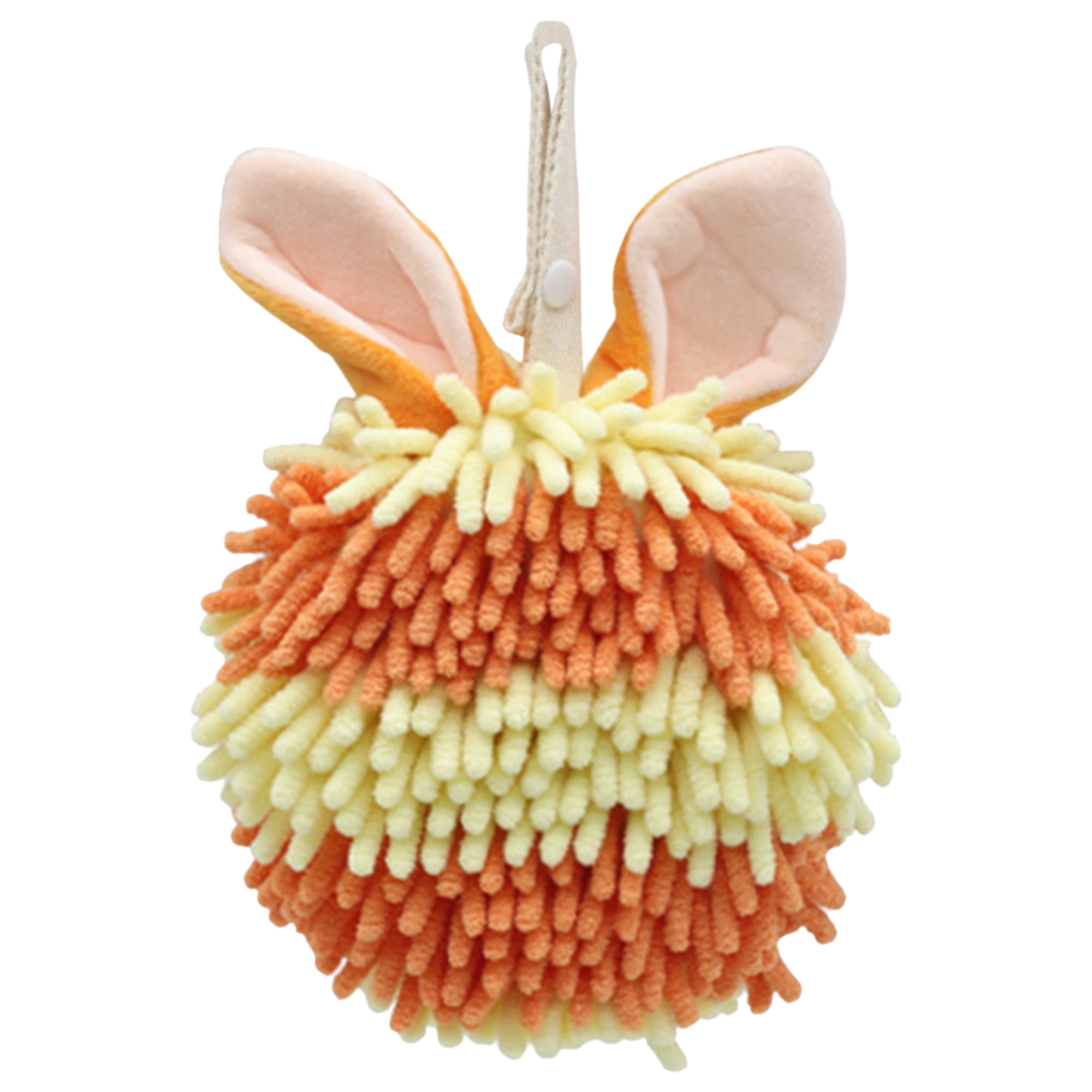 Unique Bargains Chenille Ball Hand Towels with Hanging Loops Rabbit Shape Orange