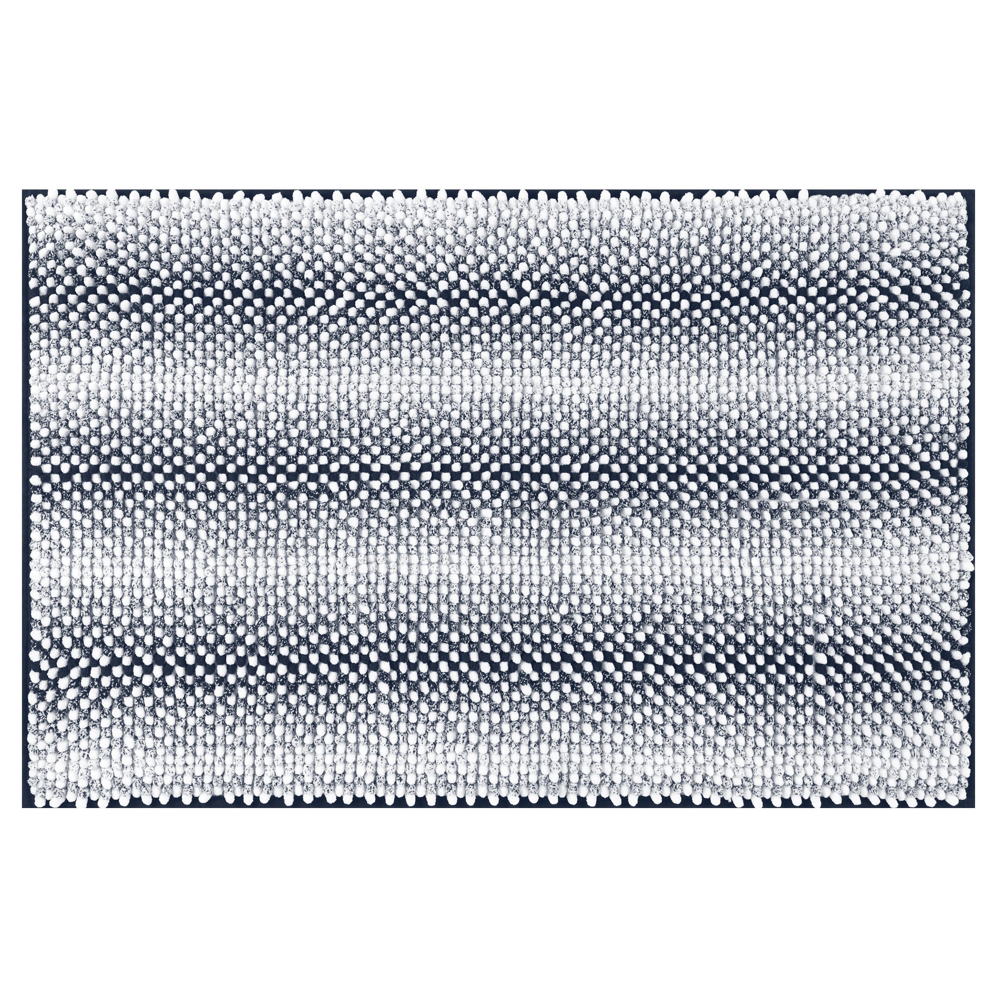 Unique Bargains Chenille Bathroom Rug Absorbent Non-Slip Striped Plush Shaggy Bath Rugs Dark Blue 20" x 32"