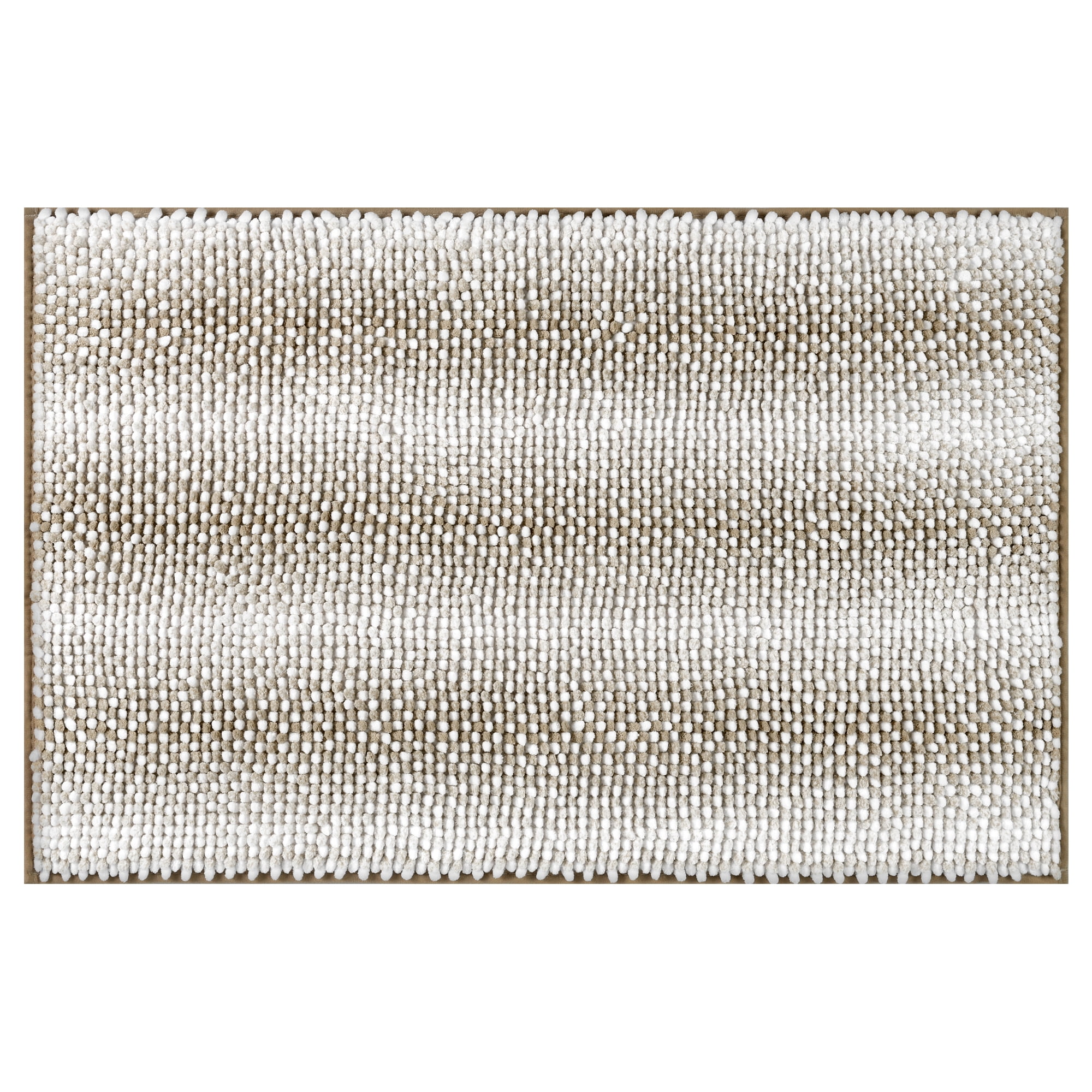 Unique Bargains Chenille Bathroom Rug Absorbent Non-Slip Striped Plush Shaggy Bath Rugs Khaki 16" x 24"