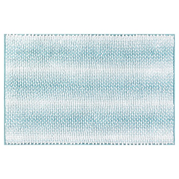 Unique Bargains Chenille Bathroom Rug Absorbent Non-Slip Striped Plush Shaggy Bath Rugs Lake Green 20" x 32"