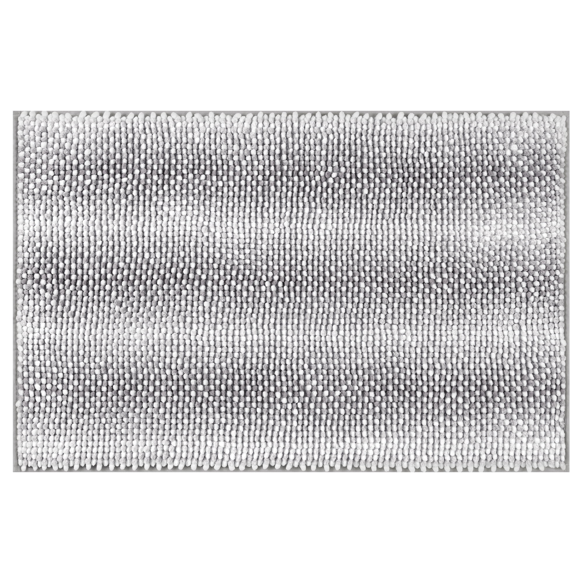 Unique Bargains Chenille Bathroom Rug Absorbent Non-Slip Striped Plush Shaggy Bath Rugs Light Grey 16" x 24"