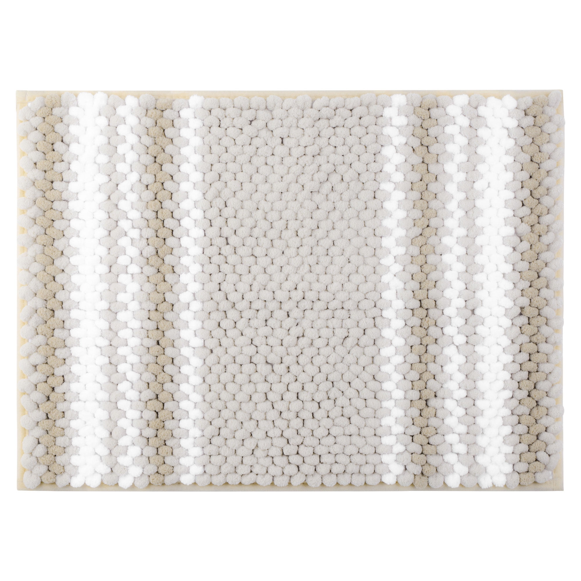 Unique Bargains Chenille Bathroom Rug Soft Fluffy Striped Bath Mat Shaggy Rugs Bone 17"x24"