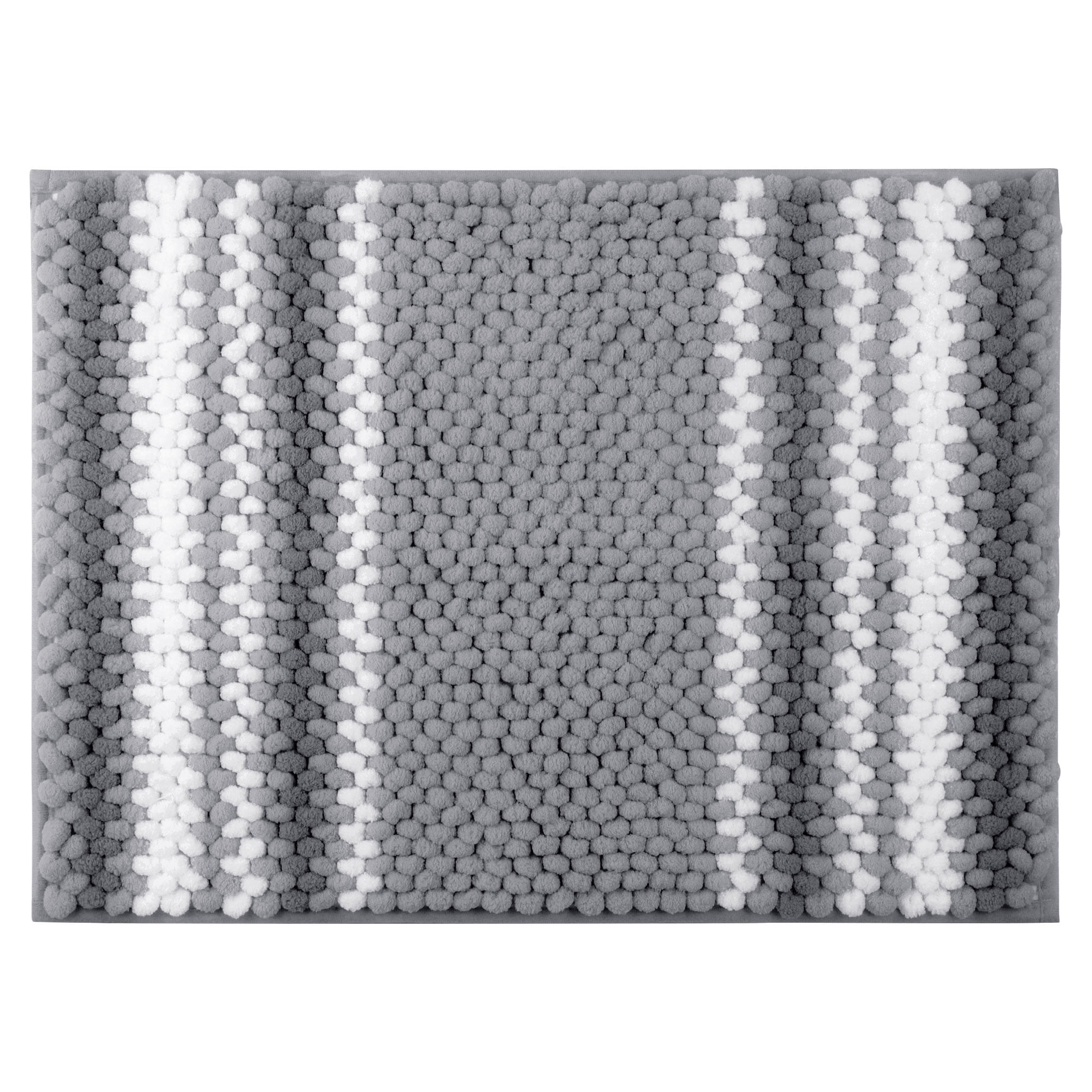 Unique Bargains Chenille Bathroom Rug Soft Fluffy Striped Bath Mat Shaggy Rugs Dark Gray 17"x24"