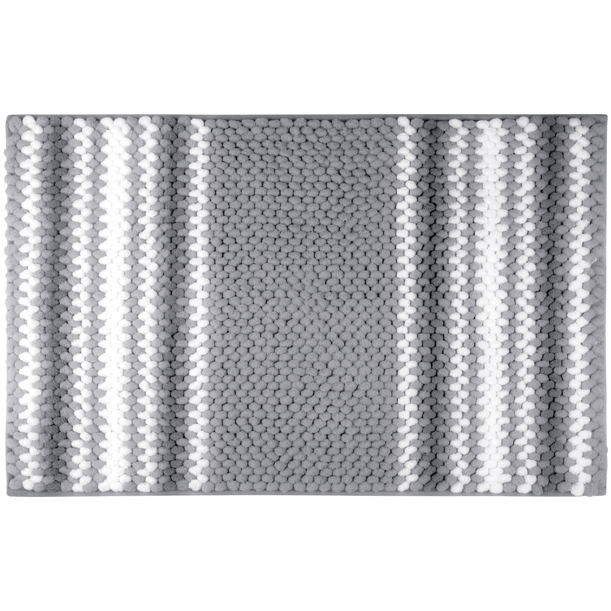 Unique Bargains Chenille Bathroom Rug Soft Fluffy Striped Bath Mat Shaggy Rugs Dark Gray 20"x32"