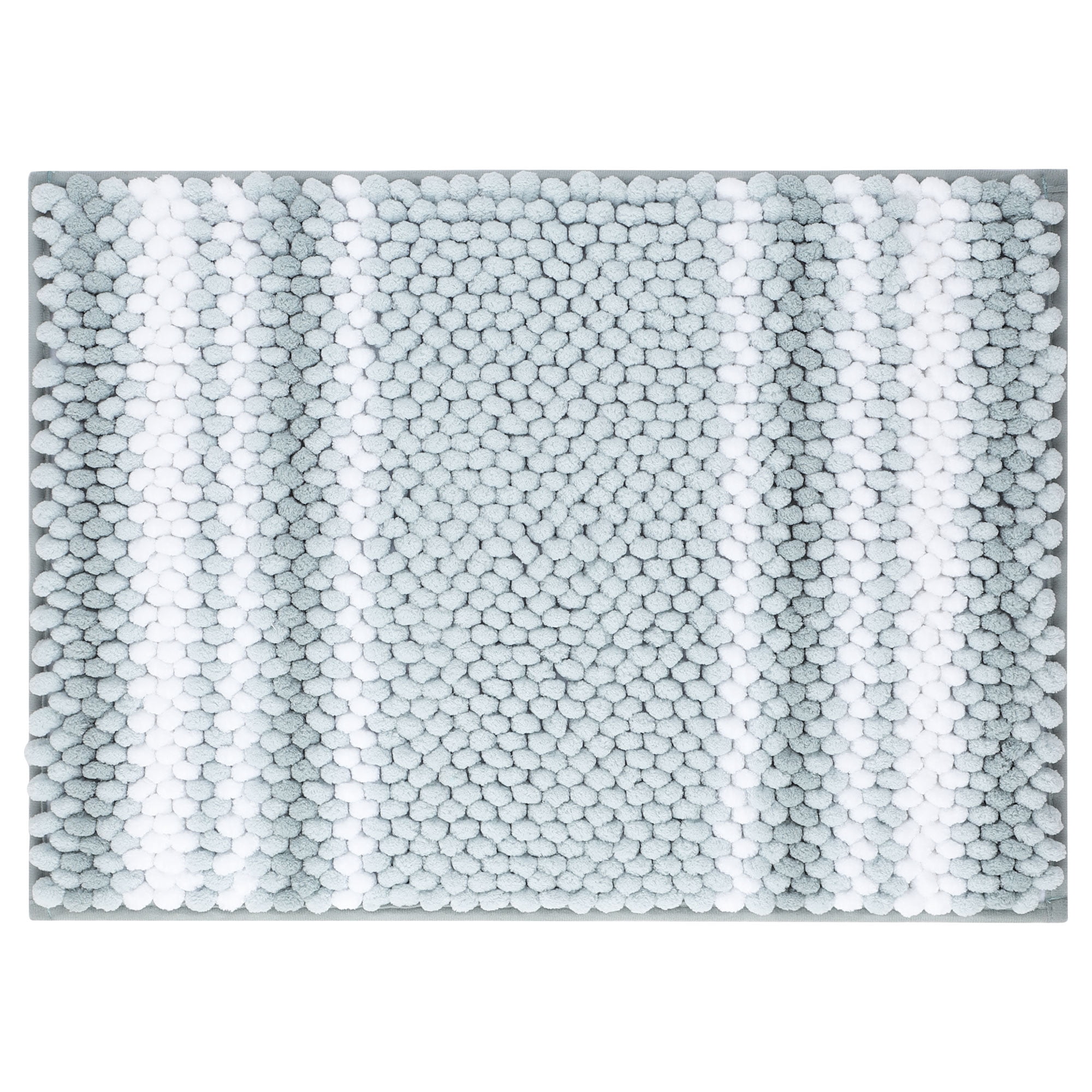 Unique Bargains Chenille Bathroom Rug Soft Fluffy Striped Bath Mat Shaggy Rugs Light Cyan 17"x24"