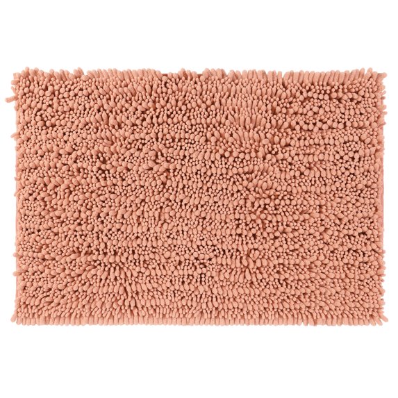Unique Bargains Chenille Bathroom Rugs Non-Slip Bath Rugs Plain Washable Soft Shower Mat Pink 20" x 32"