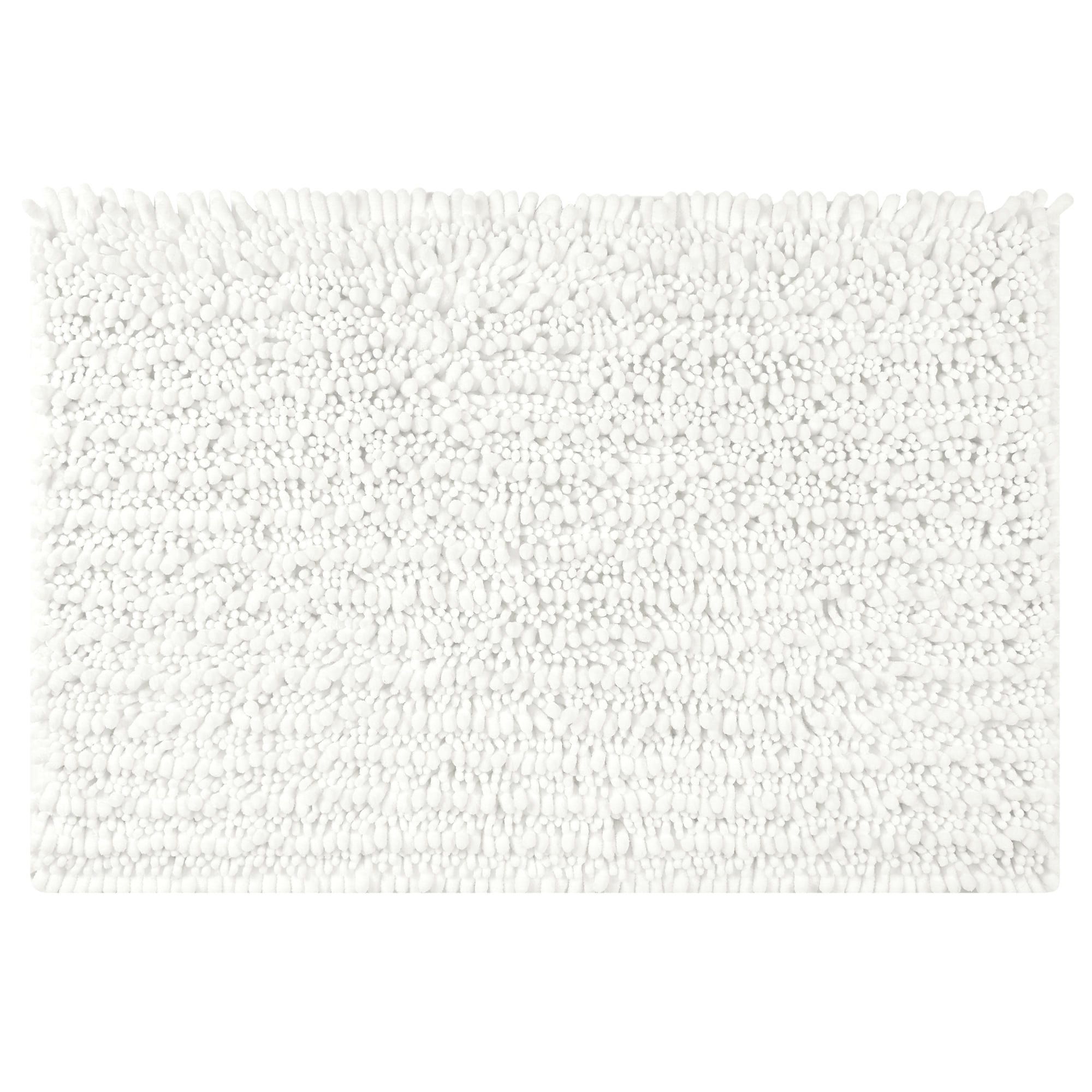 Unique Bargains Chenille Bathroom Rugs Non-Slip Bath Rugs Plain Washable Soft Shower Mat White 16" x 24"