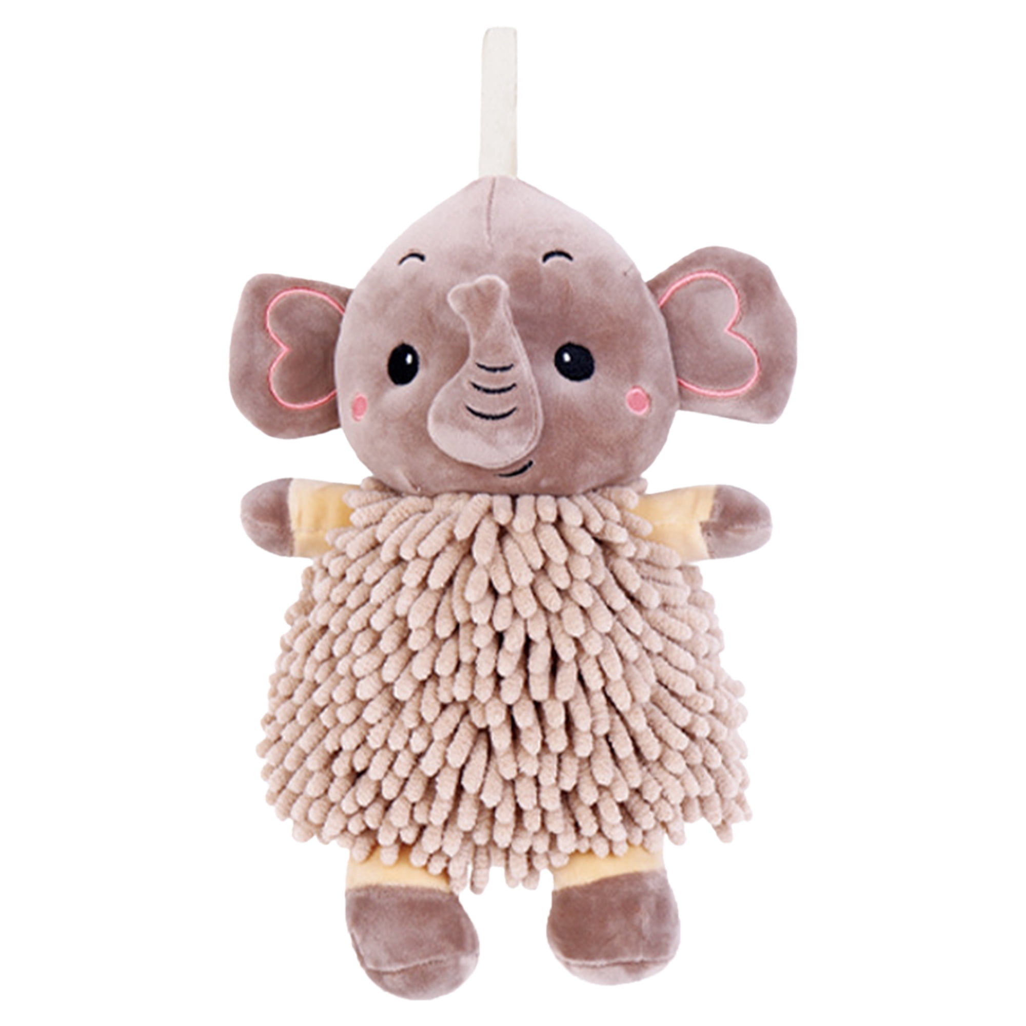 Unique Bargains Chenille Cute Cartoon Elephant Plush Soft Absorbent Hand Towel Brown