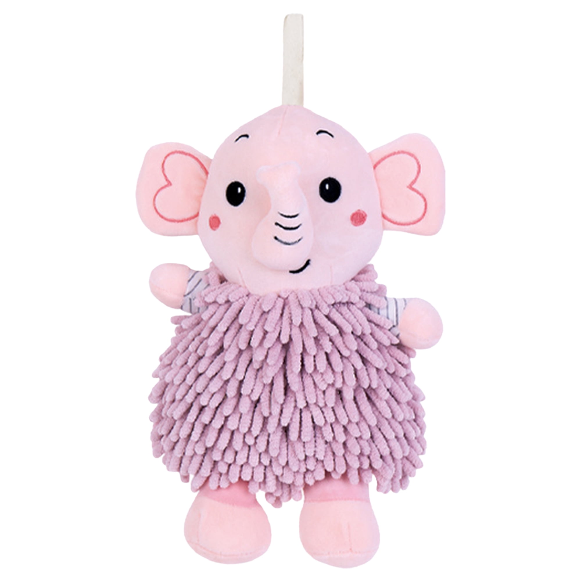 Unique Bargains Chenille Cute Cartoon Elephant Plush Soft Absorbent Hand Towel Pink