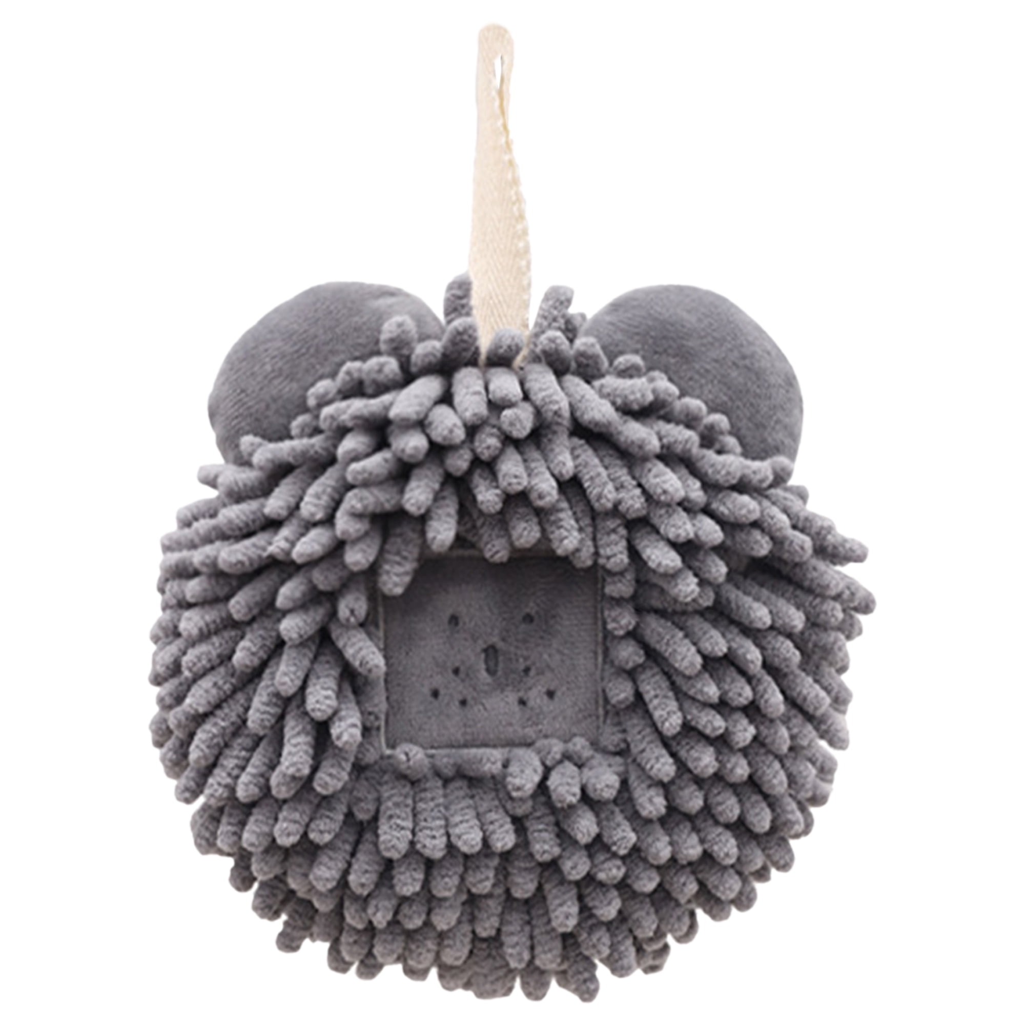 Unique Bargains Chenille Fuzzy Ball Hand Towels Set of 1 for Bathroom Dark Grey