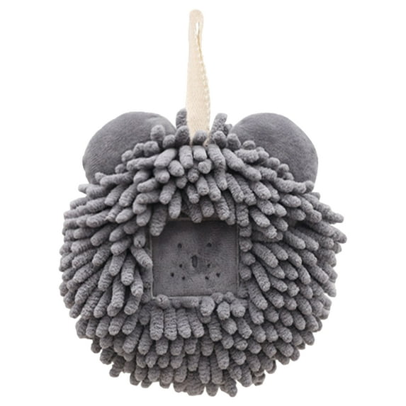 Unique Bargains Chenille Fuzzy Ball Hand Towels Set of 1 for Bathroom Dark Grey