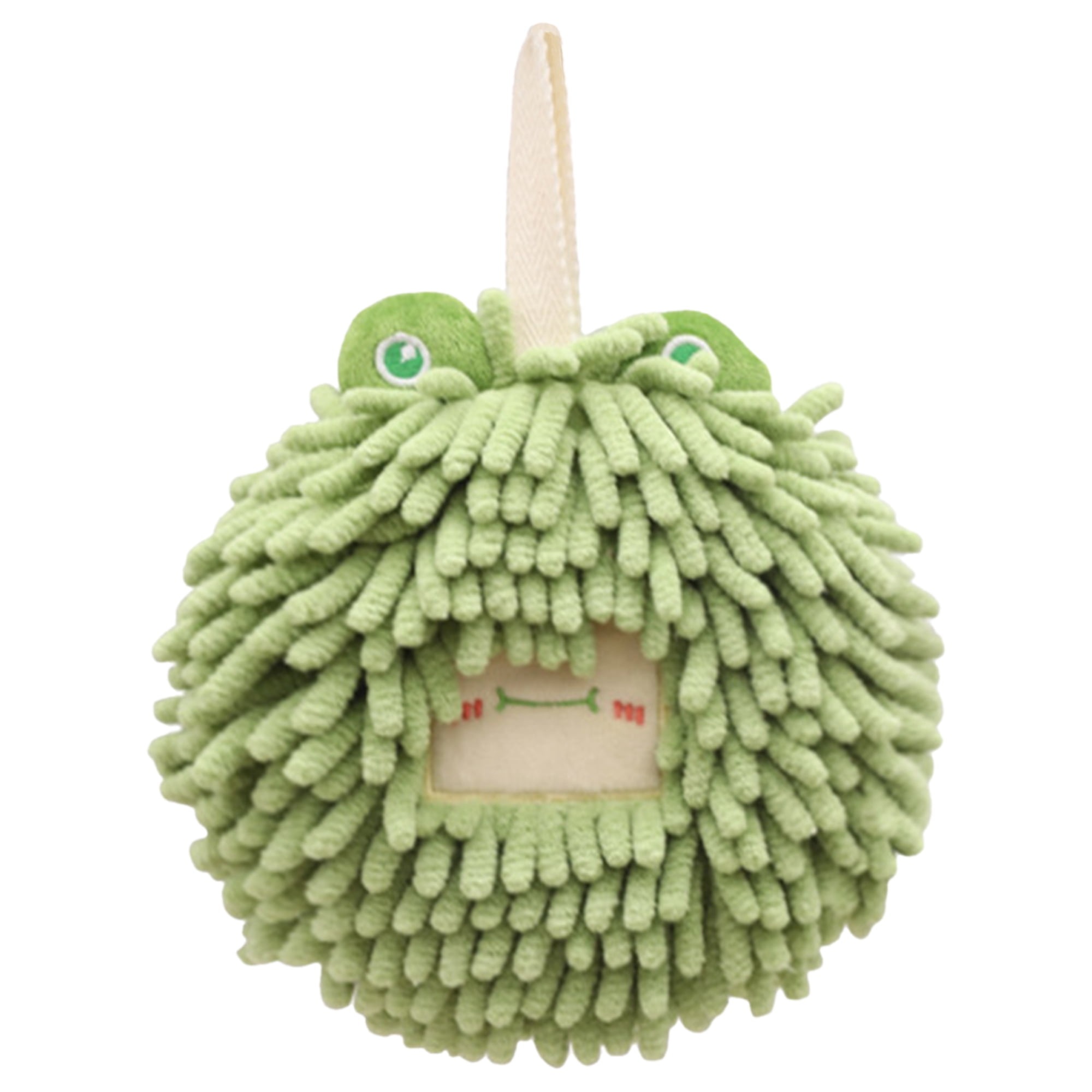 Unique Bargains Chenille Fuzzy Ball Hand Towels Set of 1 for Bathroom Green