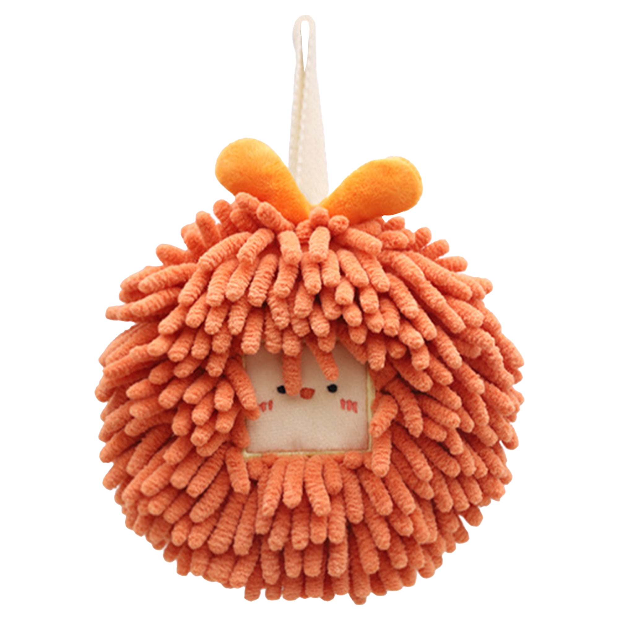 Unique Bargains Chenille Fuzzy Ball Hand Towels Set of 1 for Bathroom Orange