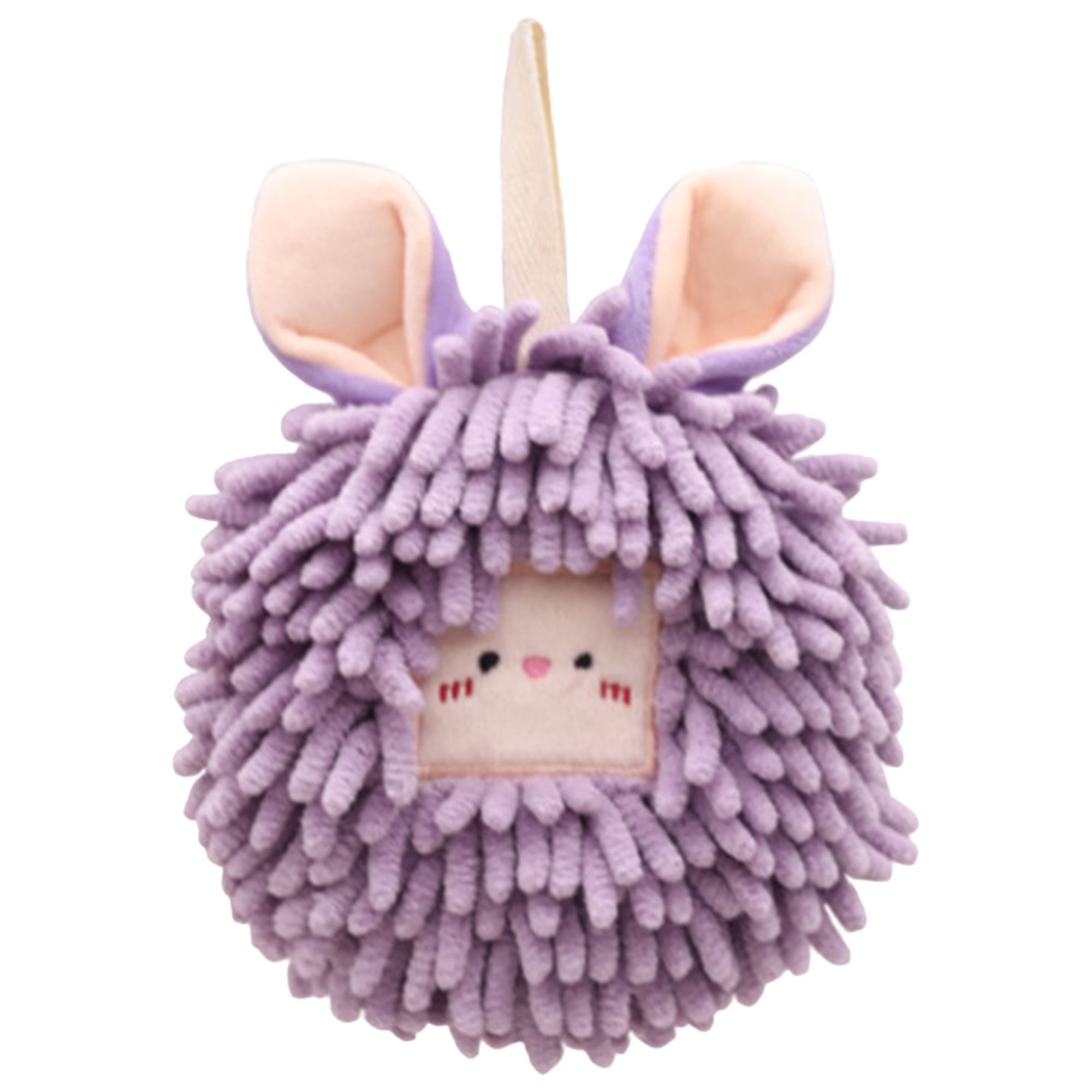 Unique Bargains Chenille Fuzzy Ball Hand Towels Set of 1 for Bathroom Purple