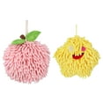 thumbnail image 1 of Unique Bargains Chenille Fuzzy Hand Towel 2 Pcs Pink/Yellow 6" x 6"/7" x 7", 1 of 5