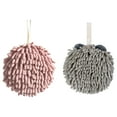 thumbnail image 1 of Unique Bargains Chenille Fuzzy Hand Towels 2 Pcs Dark Pink/Grey-1 6" x 6"/7" x 7", 1 of 5