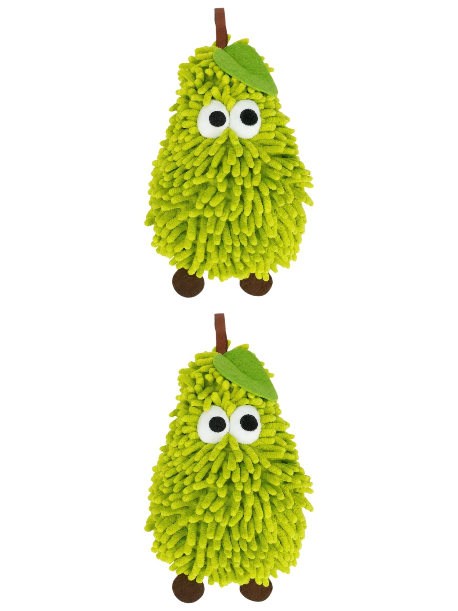 Unique Bargains Chenille Hanging Hand Towel with Cute Fruit Pattern Green 11" x 7"