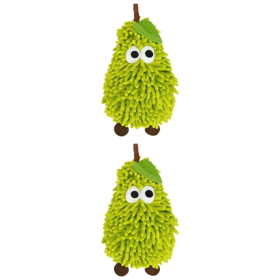 Unique Bargains Chenille Hanging Hand Towel with Cute Fruit Pattern Green 11" x 7"