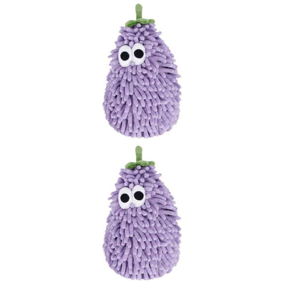 Unique Bargains Chenille Hanging Hand Towel with Cute Fruit Pattern Purple 11" x 7"