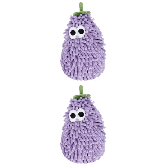 Unique Bargains Chenille Hanging Hand Towel with Cute Fruit Pattern Purple 11" x 7"