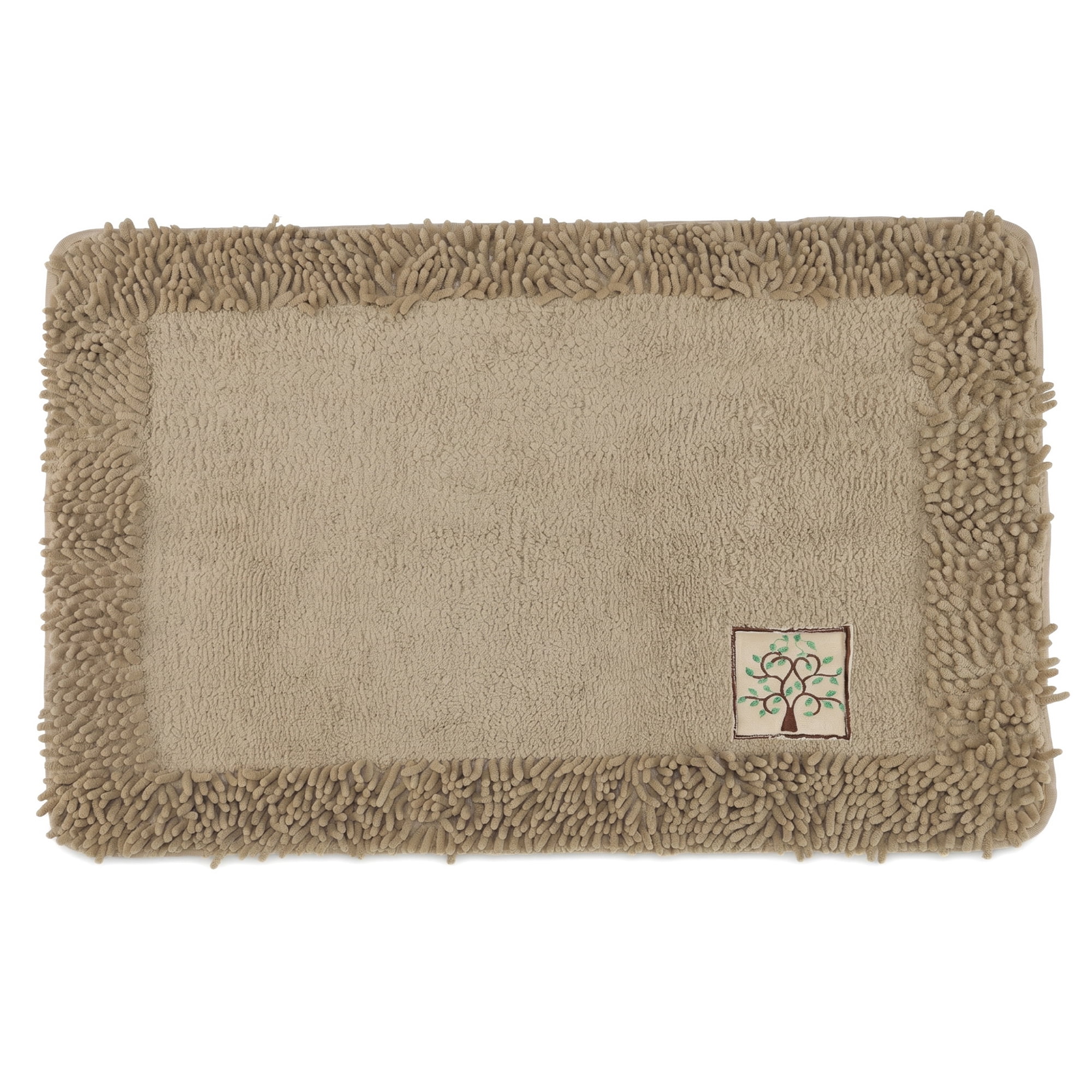 Unique Bargains Chenille Non Slip Bath Mat Ultra Soft Absorbent Shower Rug Beige 24" x 16"