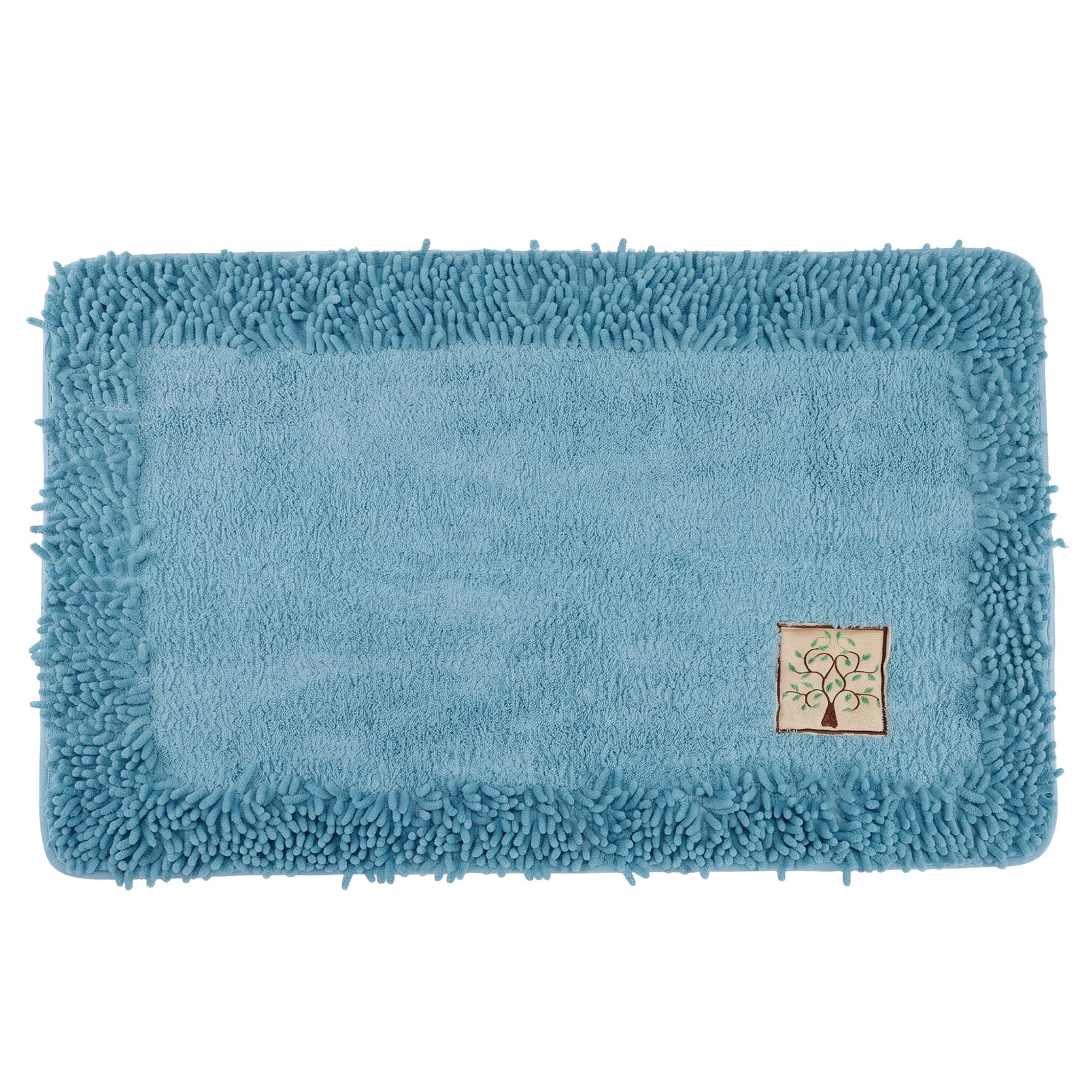 Unique Bargains Chenille Non Slip Bath Mat Ultra Soft Absorbent Shower Rug Blue 24" x 16"