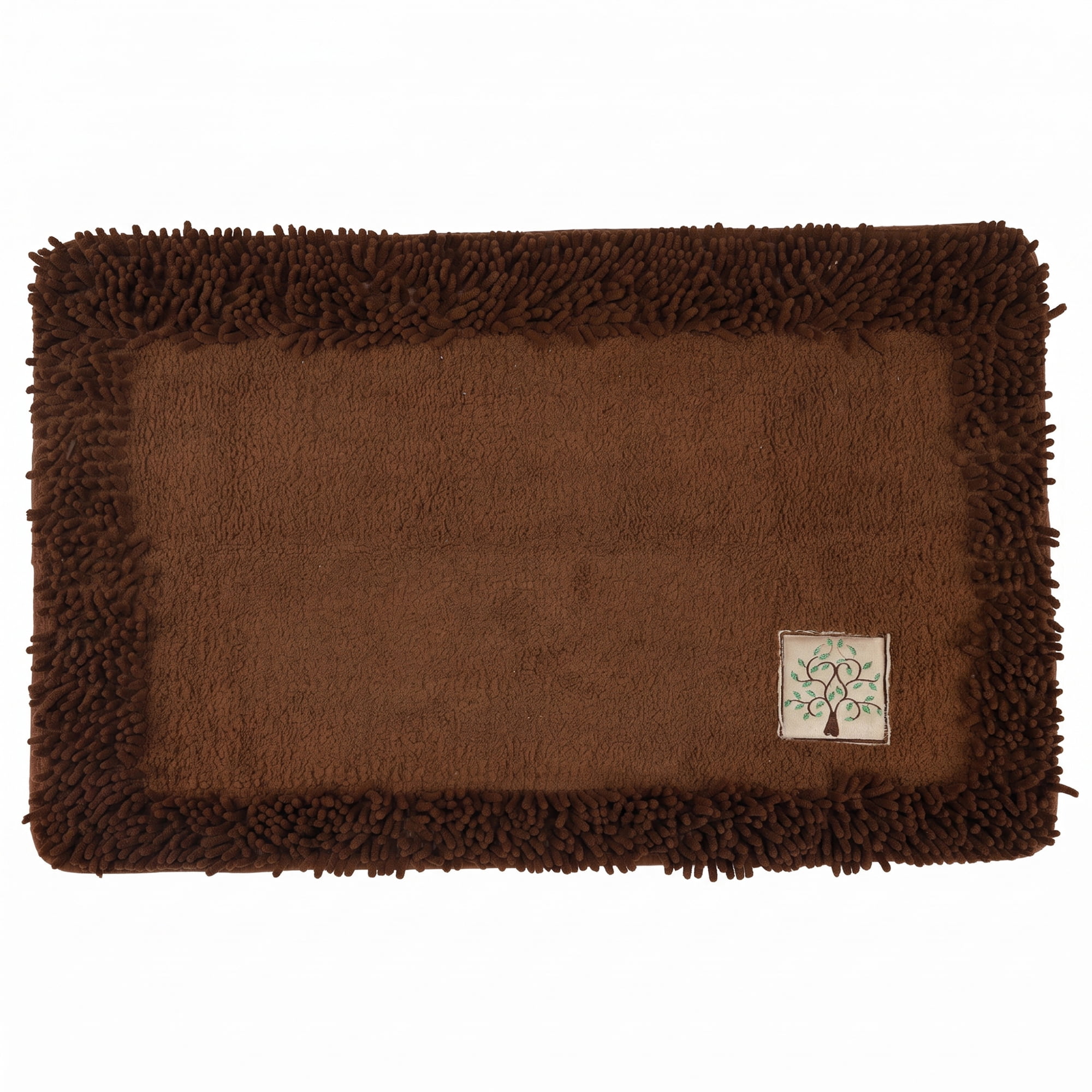 Unique Bargains Chenille Non Slip Bath Mat Ultra Soft Absorbent Shower Rug Khaki 24" x 16"