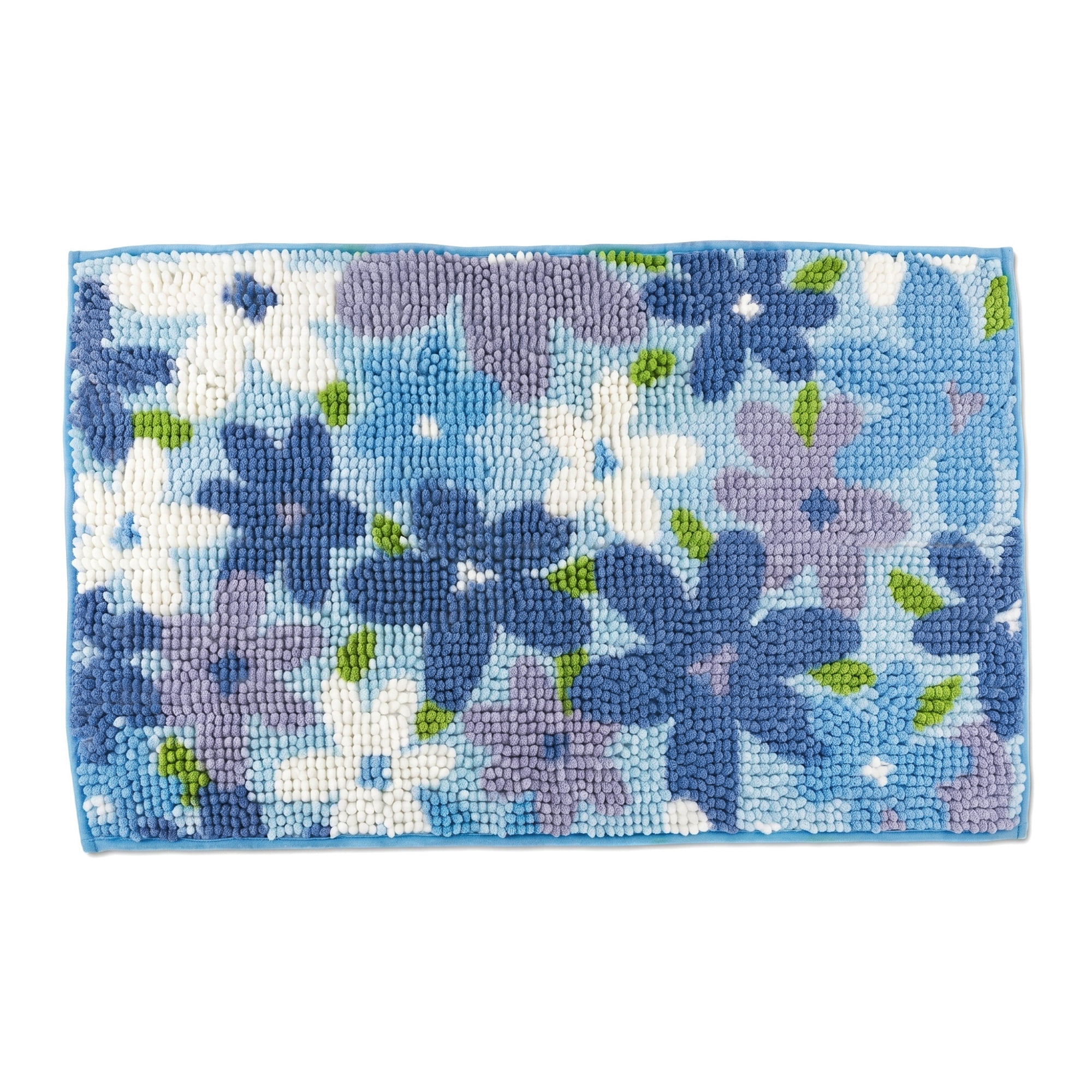 Unique Bargains Chenille Ultra Soft Non Slip Machine Washable Shower Rug Blue 32" x 20"