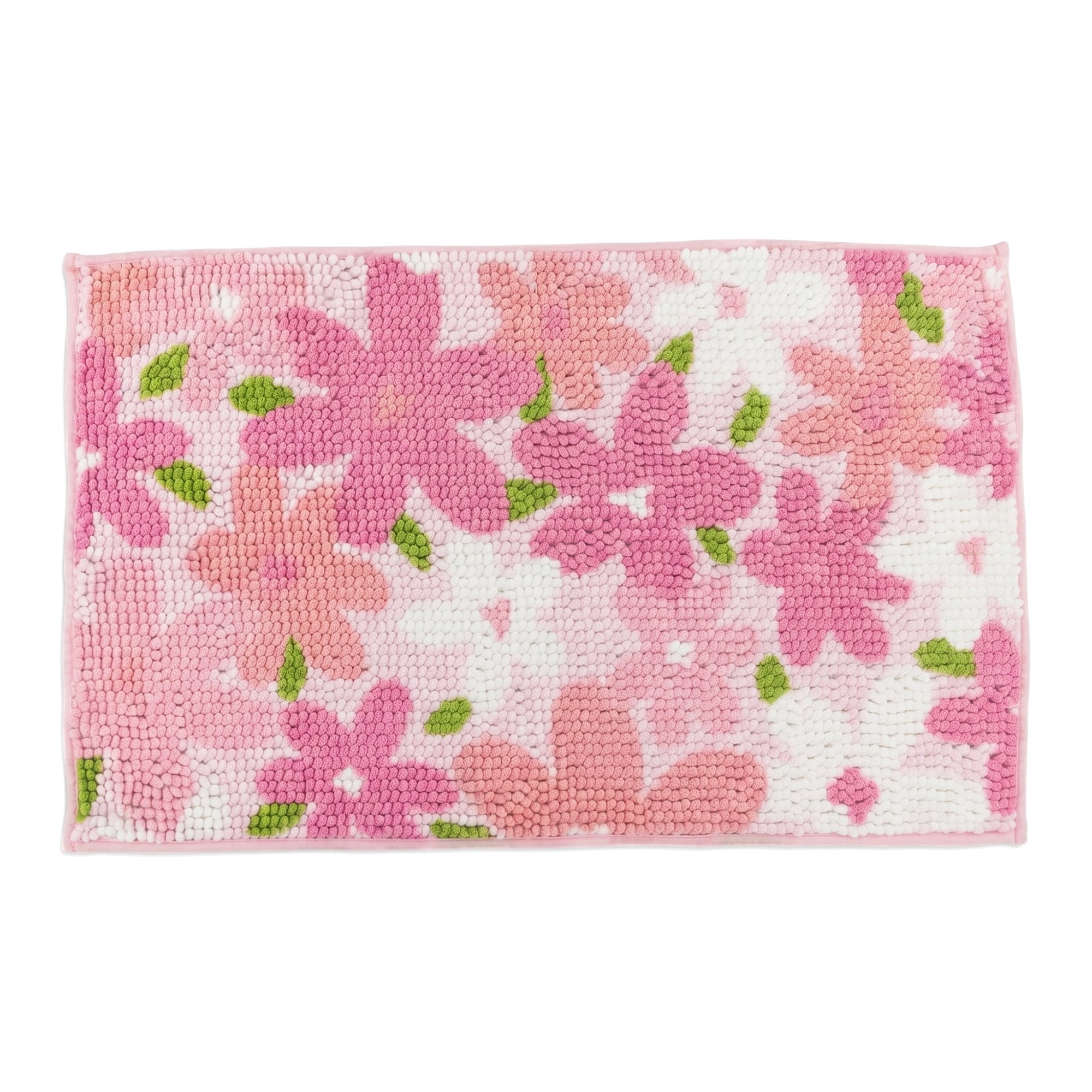 Unique Bargains Chenille Ultra Soft Non Slip Machine Washable Shower Rug Pink 24" x 16"