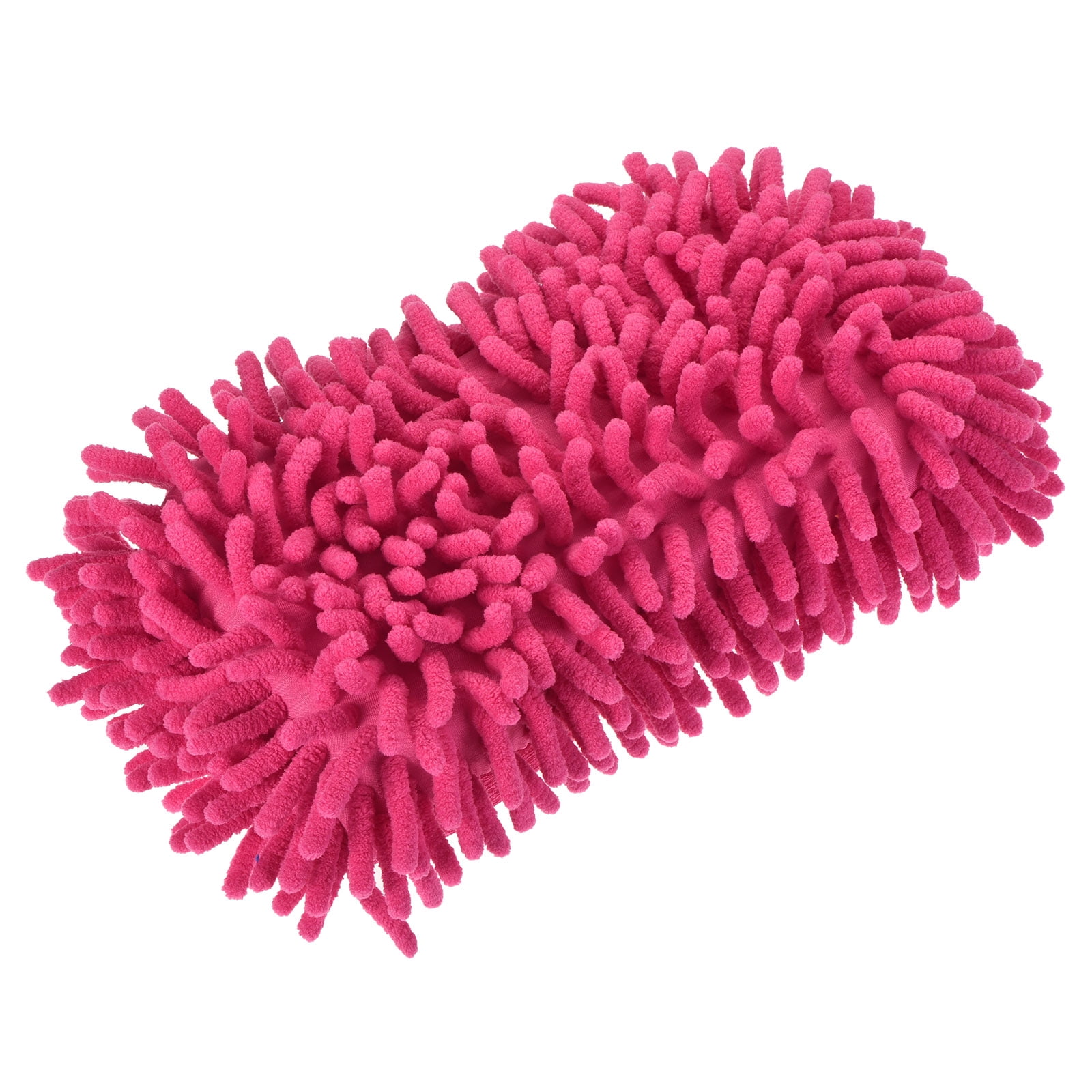 Unique Bargains Chenille Wash Glove Microfiber Washing Sponge Mitten Dry Duster Pink
