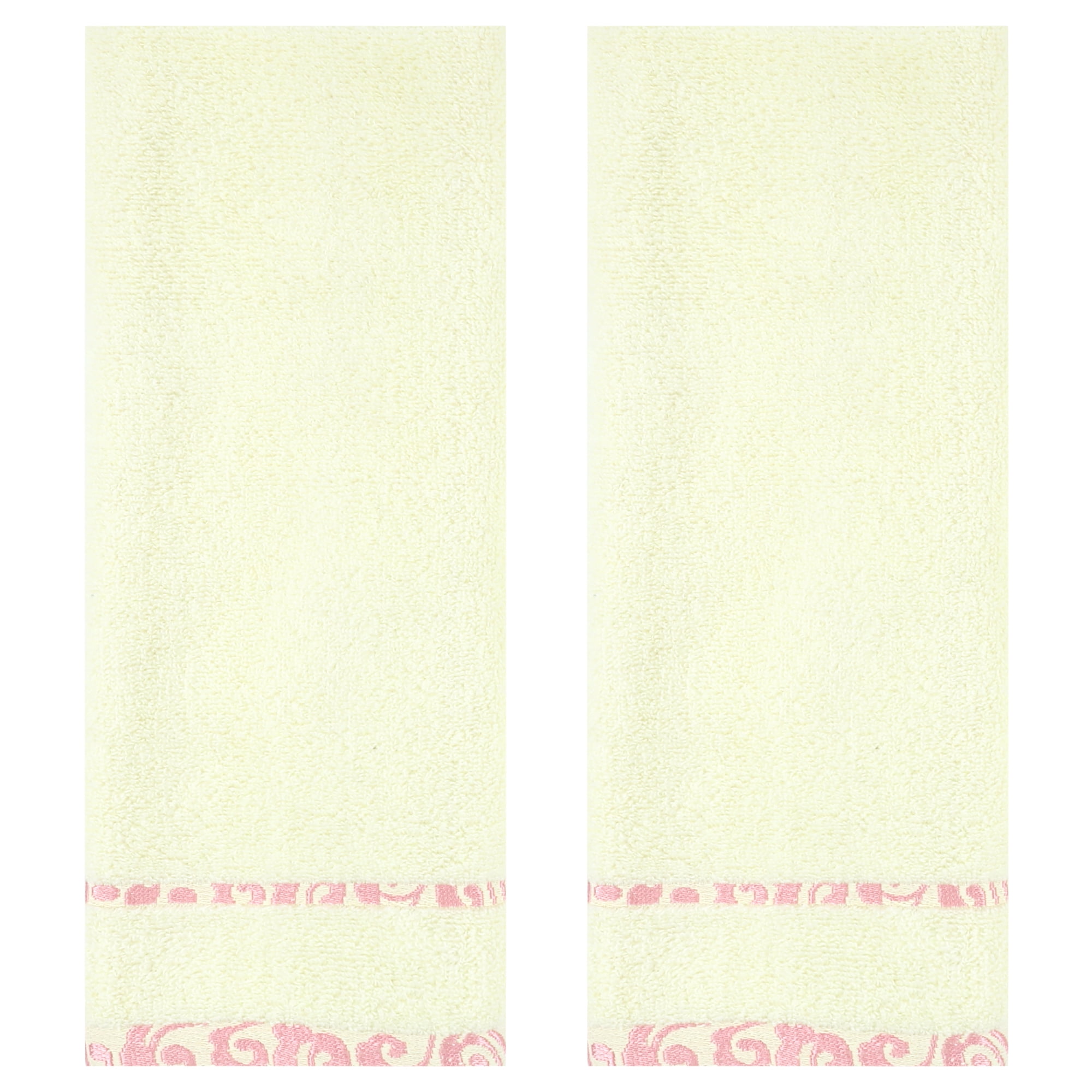 Unique Bargains Chic Striped Hand Towel Set Cotton Absorbent Pink 2-Piece