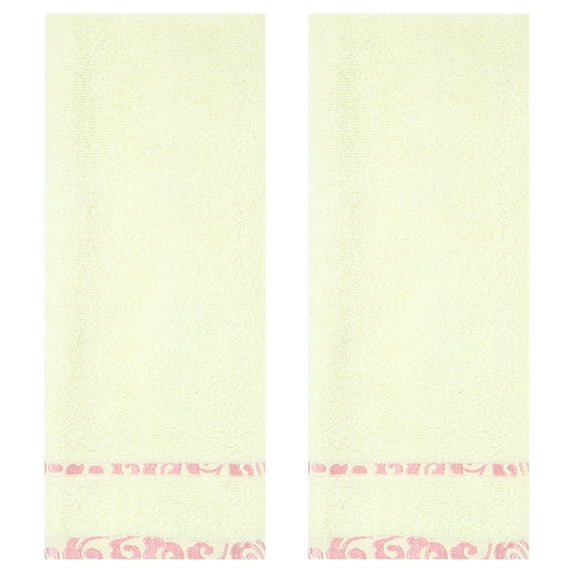 Unique Bargains Chic Striped Hand Towel Set Cotton Absorbent Pink 2-Piece