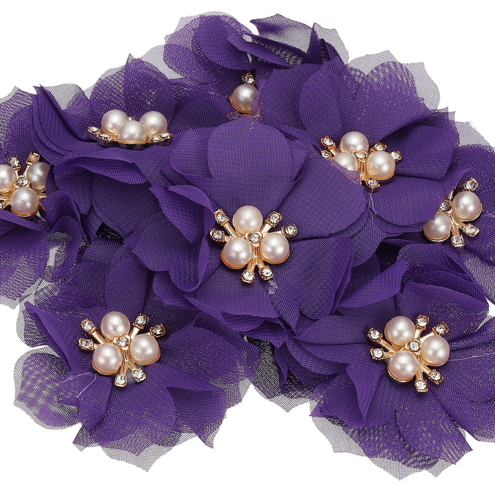 Unique Bargains Chiffon Flower Appliques for DIY Craft Clothing Wedding Deep Purple