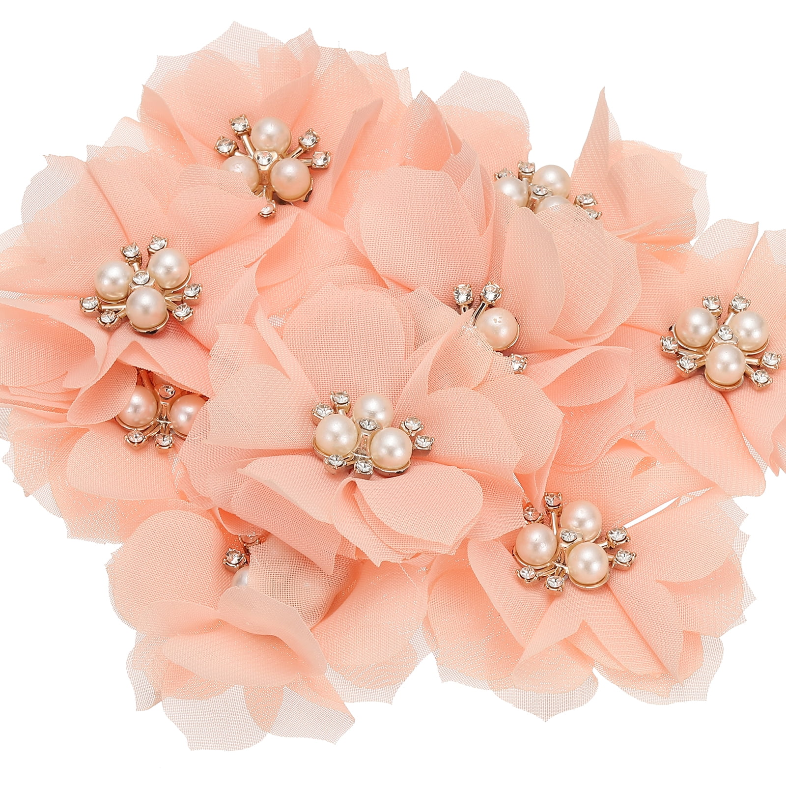 Unique Bargains Chiffon Flower Appliques for DIY Craft Clothing Wedding Peach Pink