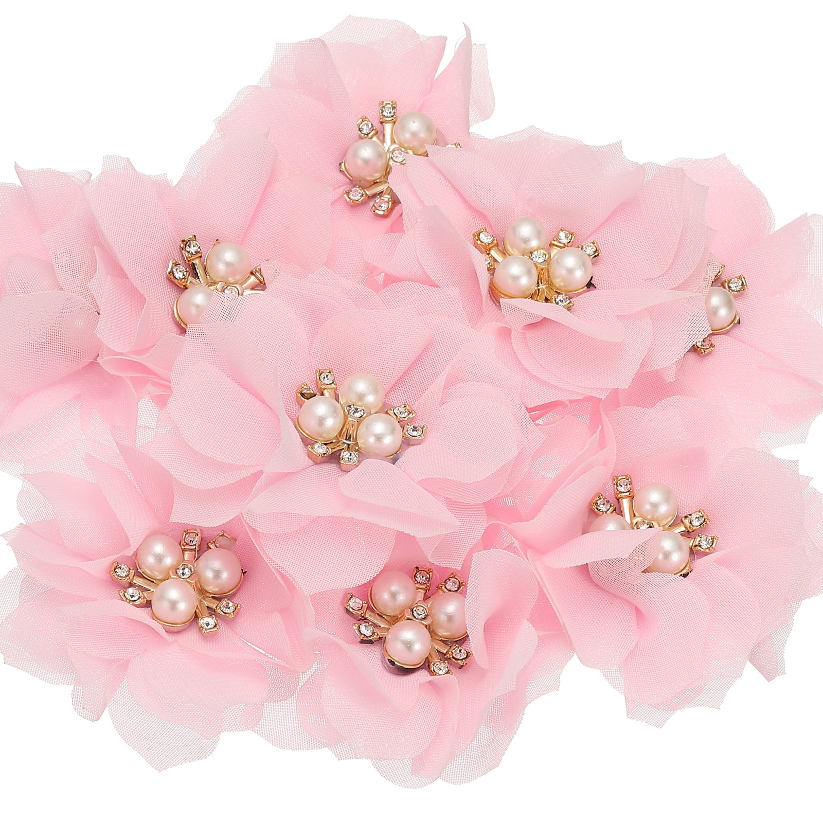 Unique Bargains Chiffon Flower Appliques for DIY Craft Clothing Wedding Pink