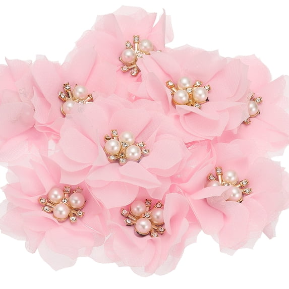 Unique Bargains Chiffon Flower Appliques for DIY Craft Clothing Wedding Pink