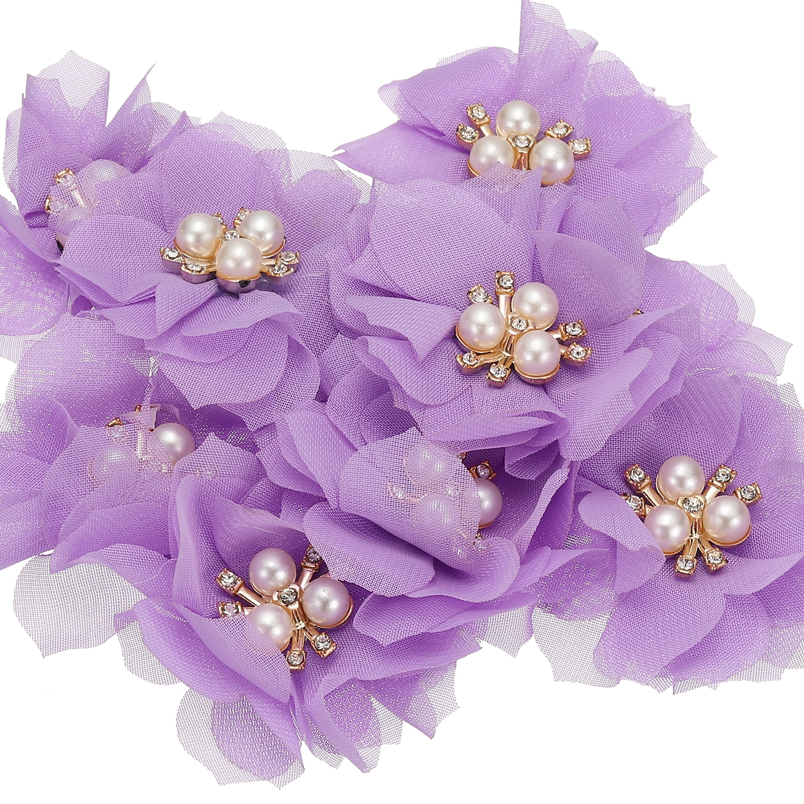 Unique Bargains Chiffon Flower Appliques for DIY Craft Clothing Wedding Purple