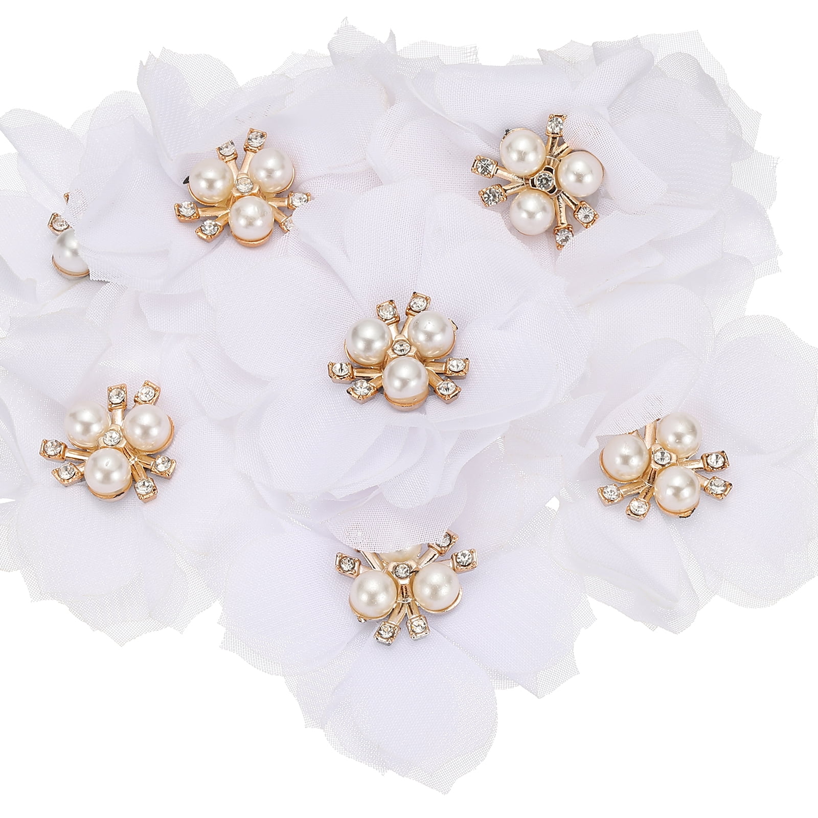 Unique Bargains Chiffon Flower Appliques for DIY Craft Clothing Wedding White