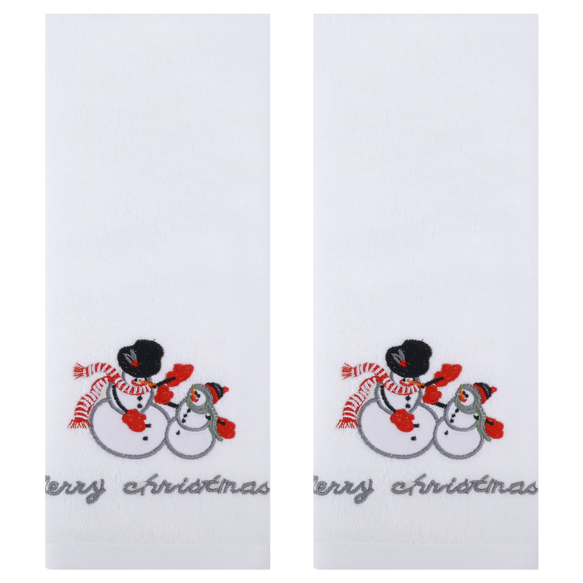 Unique Bargains Christmas Cotton Hand Towels Cute Bathroom Hand Towel Set White 2-Piece