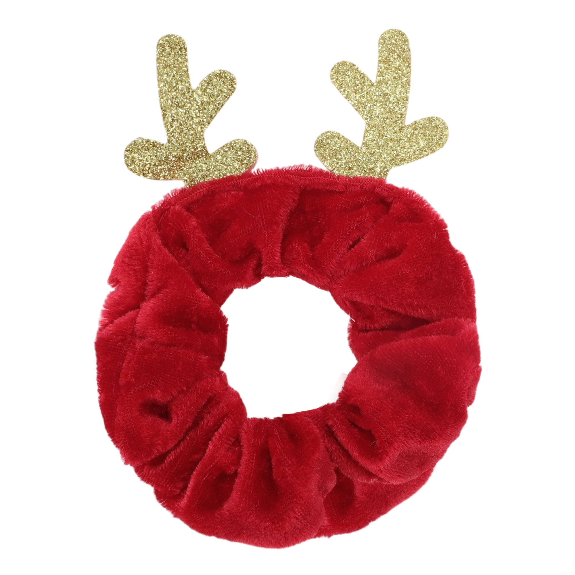 Unique Bargains Christmas Hair Ties Antlers for Christmas 1 Pcs Hair Tie Red