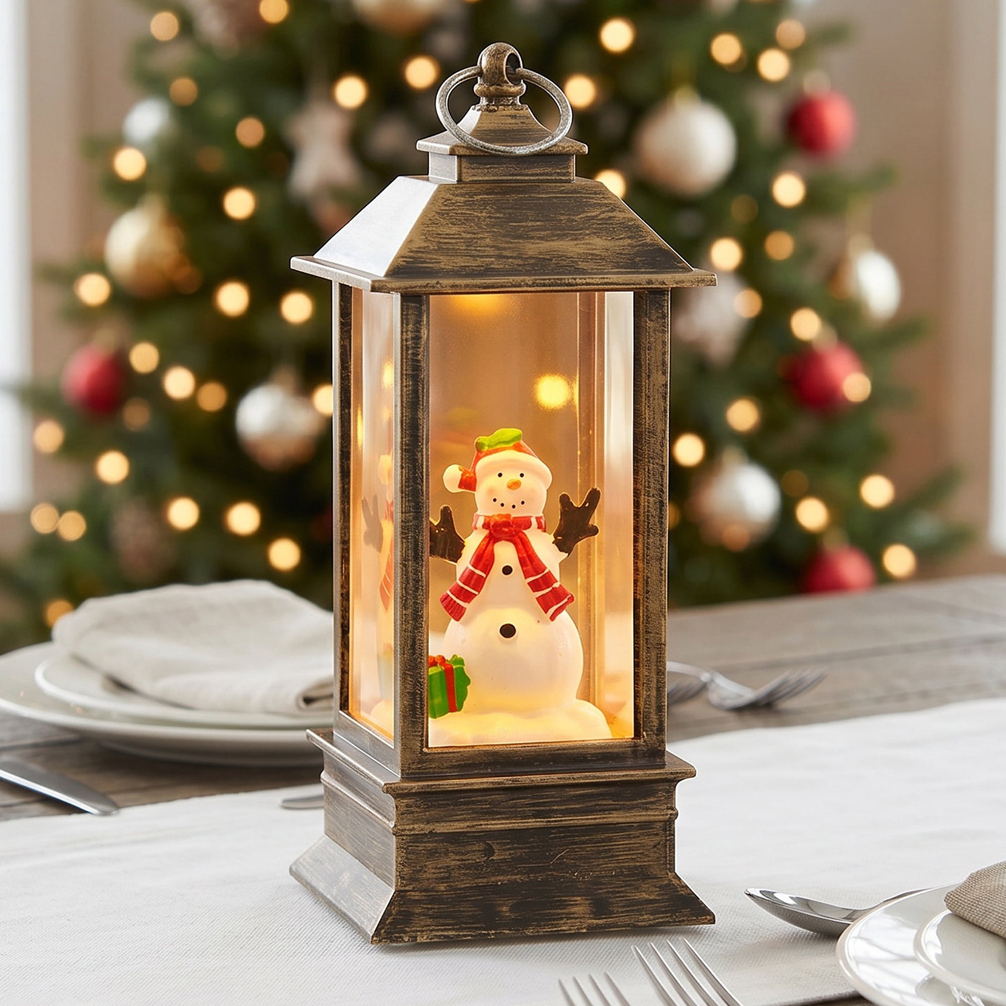 Unique Bargains Christmas Light Up Crystal Ball Mini LED Glitter Sphere Orb Brown Style C