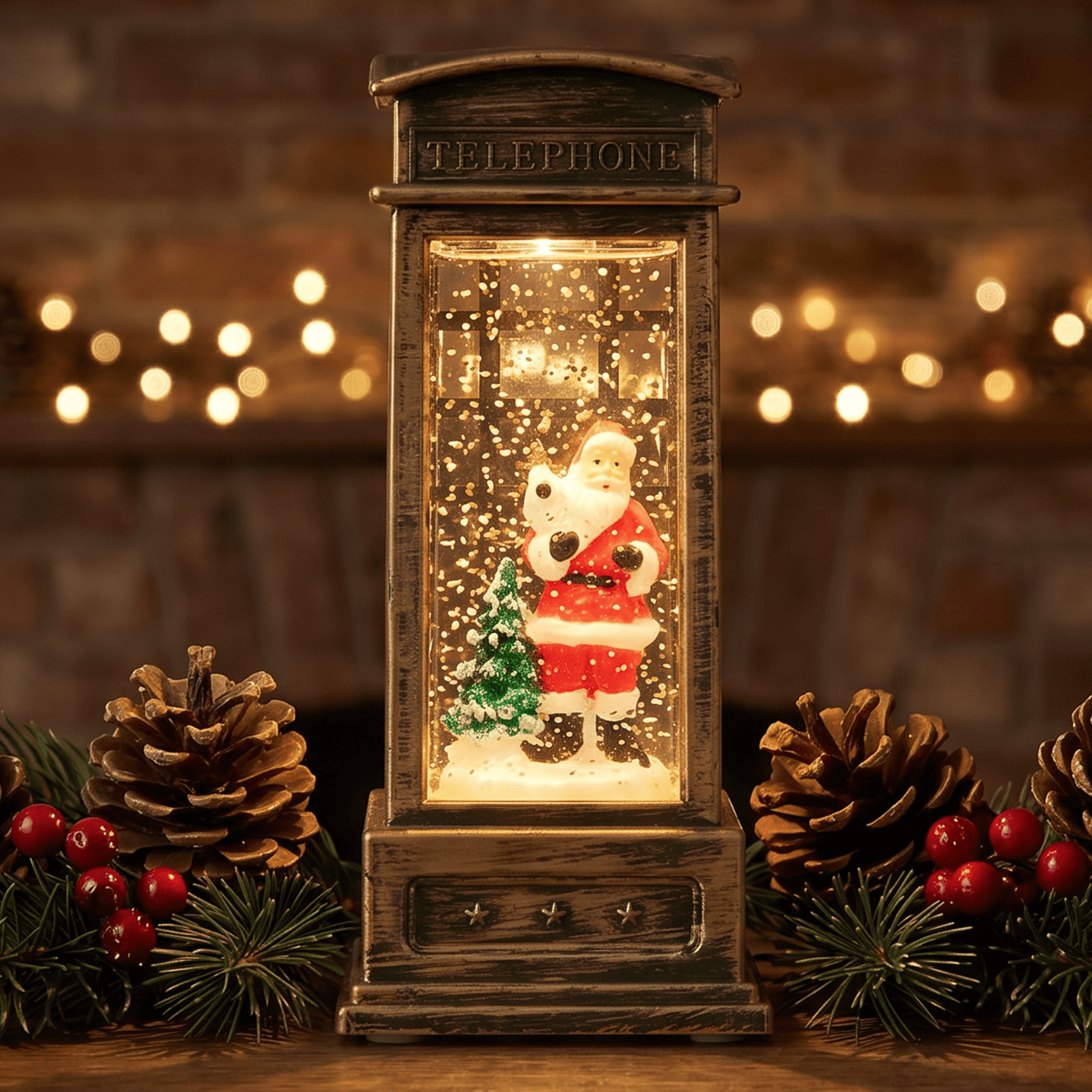 Unique Bargains Christmas Light Up Crystal Ball Mini LED Glitter Sphere Orb Brown Style I