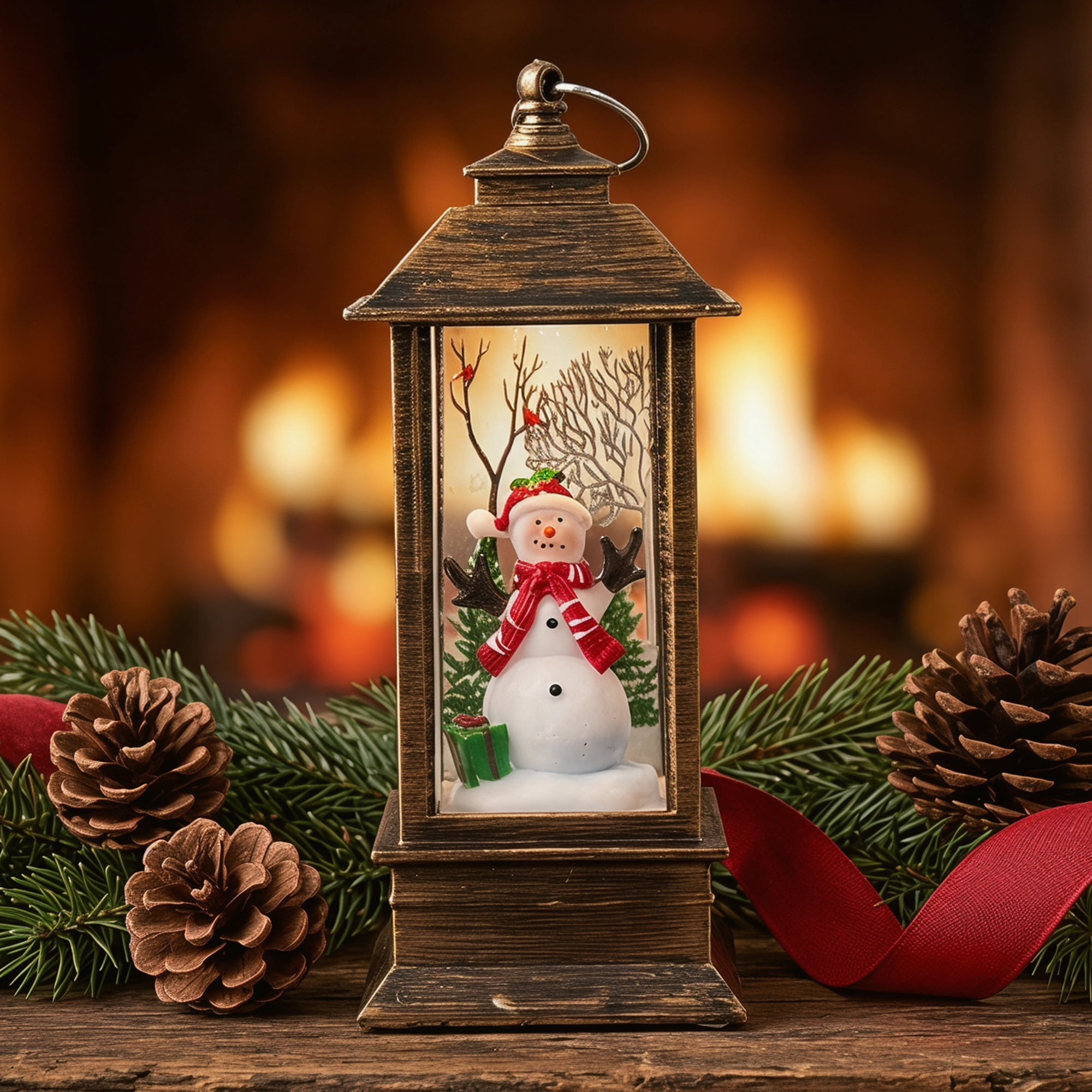 Unique Bargains Christmas Light Up Crystal Ball Mini LED Glitter Sphere Orb Brown Style L